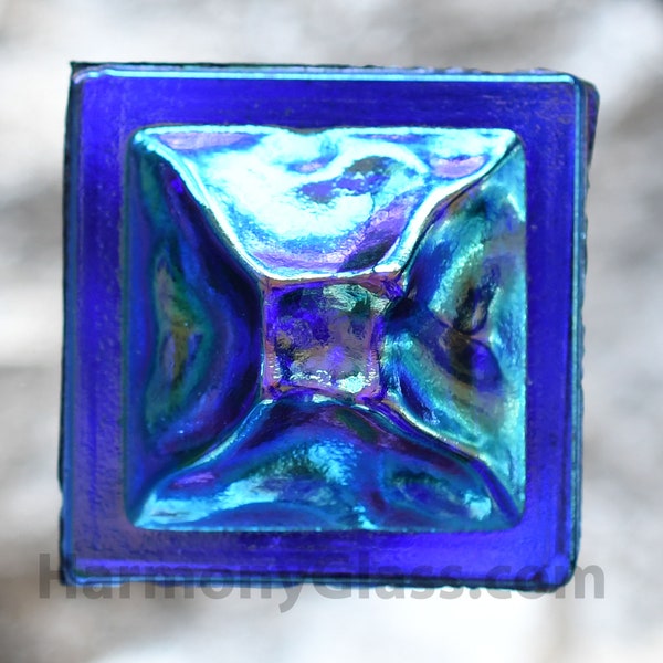 Pinchback Stained Glass Jewel 40mm, Sapphire Iridescent