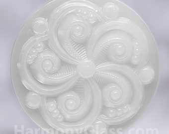 Swirly White Opalescent Stained Glass Jewel 35mm