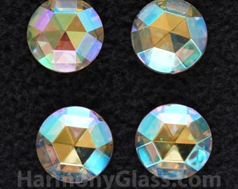 20mm Mirror-backed Iridescent Clear Glass Jewels, Set of 4