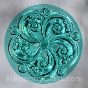 Swirly Teal Stained Glass Jewel 35mm