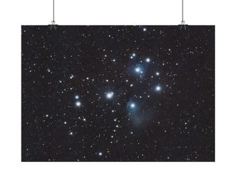 Póster del cúmulo estelar de las Pléyades / Impresión astronómica del cielo nocturno