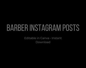 Barber Instagram-postsjablonen, bewerkbare canva-barbershop-socialmediaposts, digitale download