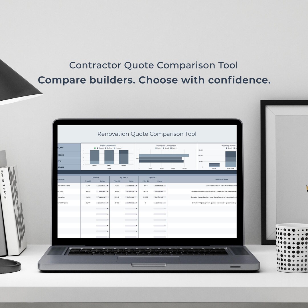 Contractor Quote Comparison Tool | Builder Quote Spreadsheet ...