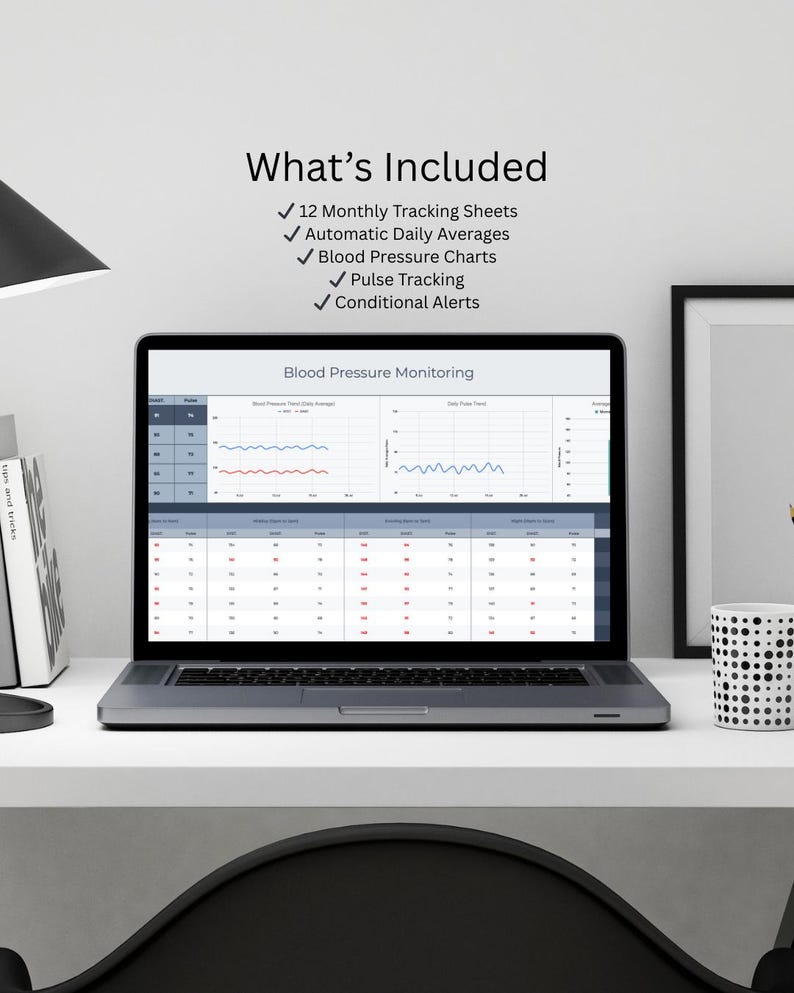 Bp Tracker Table Blood Pressure Tracker Google Sheets Template | BP Log Dashboard ...