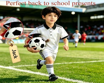 Personalized Soccer Plush Toy, Custom Kids Soccer Gift, Cute Football Stuffed Animal for Boys Girls, Student Team Gift, Soccer Buddy