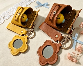 Custom Name Keychain Bag With Mirror, Personalized Gift