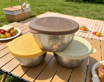Personalized Stainless Steel Condiment Container with Lid, Custom Engraved Sauce Cup, Mini Lunch Box Storage, Camping Picnic storage Gift