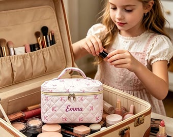 Cute Cosmetic Organizer Bag, Personalized Embroidered Toiletry Pouch, Dorm Essentials Makeup Storage Bag,Graduation Cosmetic handheld