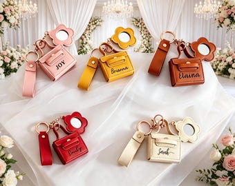 Custom Engraved Bag with Mirror Storage Box Personalized for Bridesmaid Gift,4th of July Juneteenth Back to School Corporate Group Custom