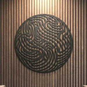 Executive Labyrinth Wooden Wall Art, Large Optical Illusion Sphere, Premium Office Decor, Masculine Geometric Sculpture, Boss Gift for Him