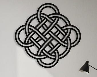 Eternity Knot Wood Wall Art, Modern Boho Geometric Decor