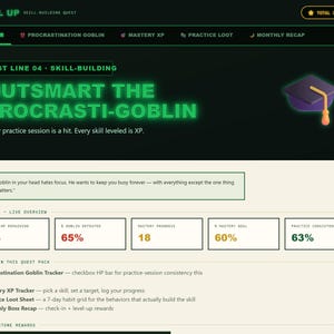 Rastreador de hábitos gamificado para aprender nuevas habilidades / Aplicación interactiva para planificar la práctica de juegos de rol / Rastreador de estudio para subir de nivel XP / Descarga digital