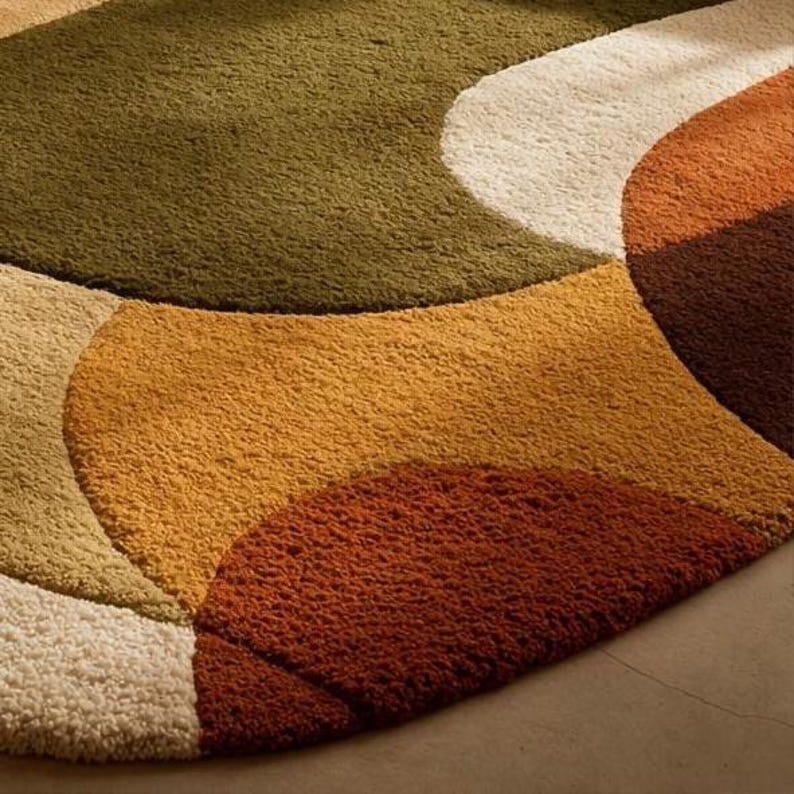 Modern Abstract Area Rug Hand Tufted Wool Rug Mid Century Living Room ...