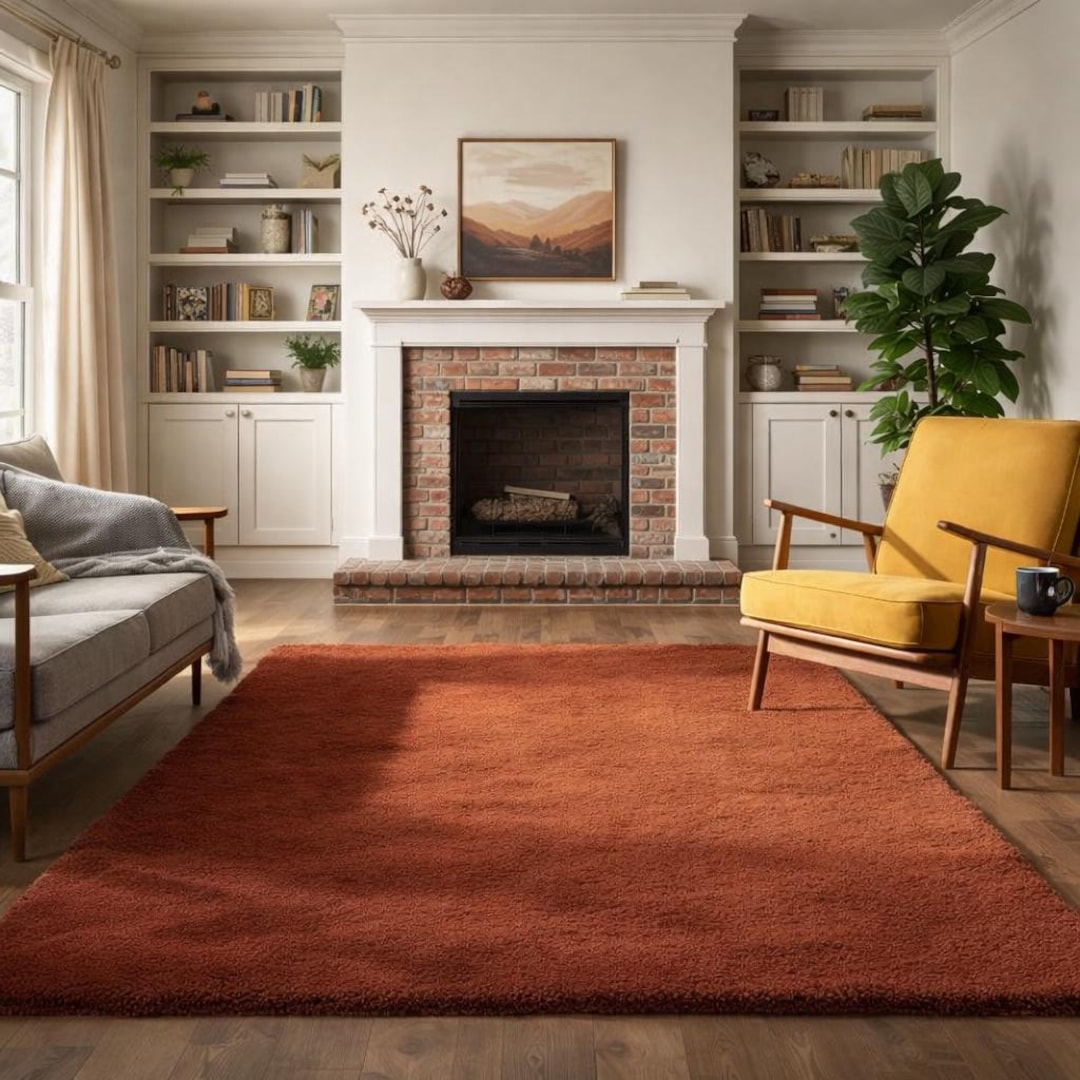 Terracotta Shag Area Rug, Plush Rust Orange, Modern Boho Decor - Etsy