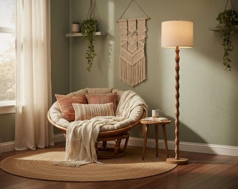 Light Walnut (Remote), Rustic Farmhouse Floor Lamp, Dimmable, 3 Color Temperatures, Distressed Resin Tall Lamp