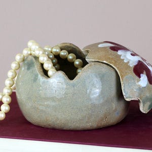 Vintage Studio Pottery Lidded Jar | Handmade Ceramic Box | Oxblood Red Glaze | Sculptural Orb Container | 1980s