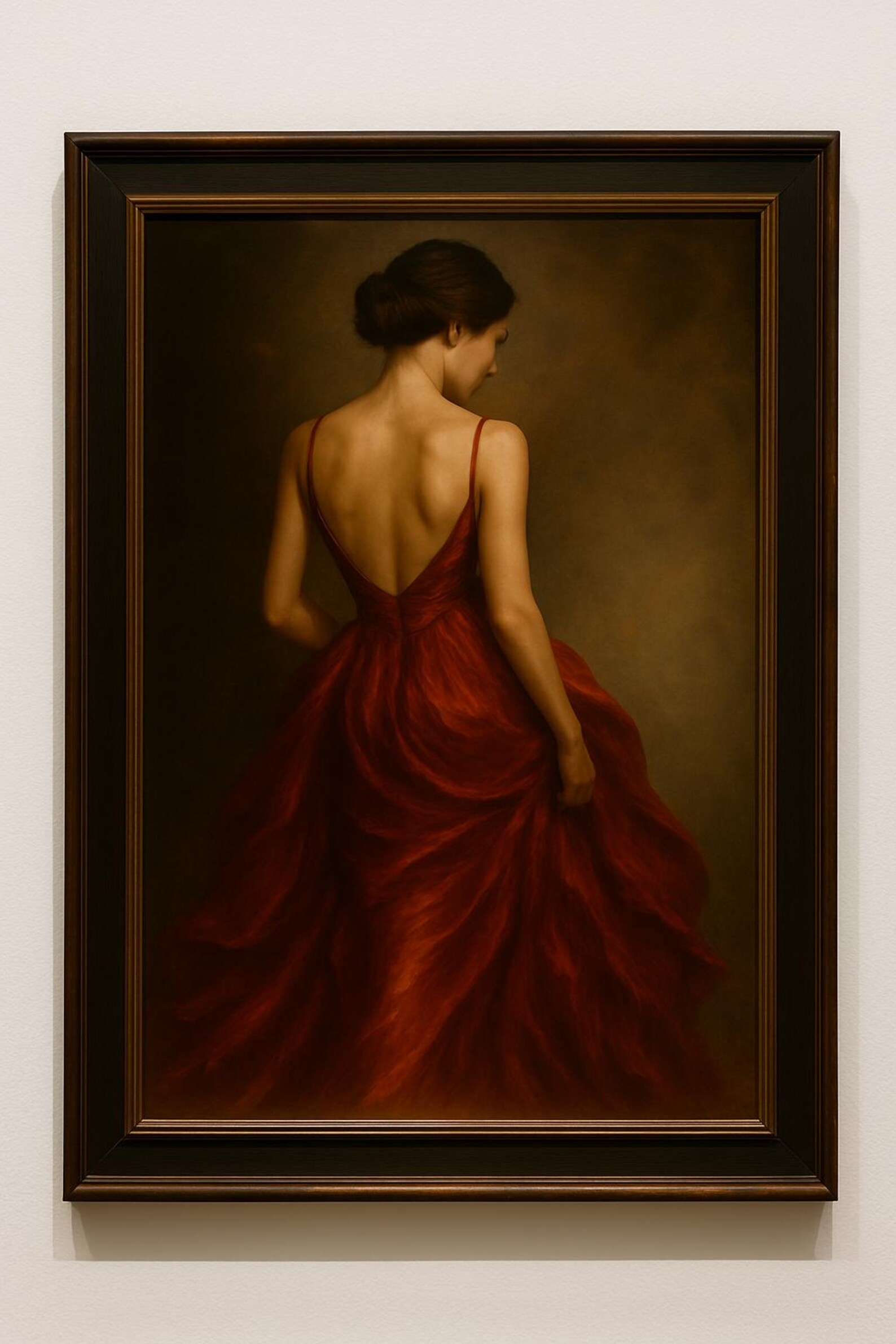 Elegant Lady in Red Dress Art Print – Vintage Feminine Portrait ...