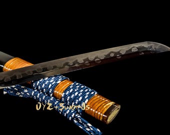 Gehärteter S7 Stahl Kran-Katana: Hitatsura Hamon japanisches Samurai-Schwert