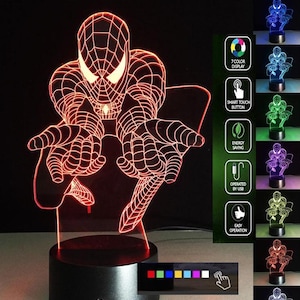 Lampada notturna multicolore a LED di Spiderman con telecomando