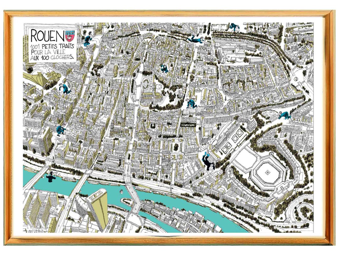 Zenith Rouen Map Gates Map of Rouen in 1001 Small Lines - Etsy