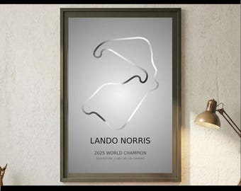 Lando Norris Silverstone Stromkreis Poster | Echte Telemetrie | 2025 Champion, Britische Motorsportkunst (Digitaler Download)