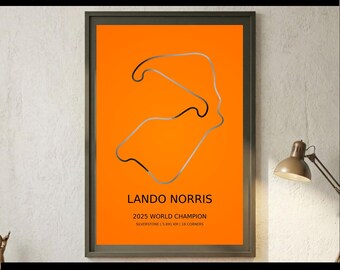 Lando Norris Silverstone Druck | Echte Telemetrie | 2025 World Champion, Papaya Livery (Digitaler Download)