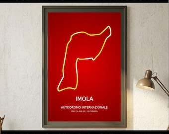Imola Racing Track Art | Emilia Romagna, Rosso & Gold (Digital Download)