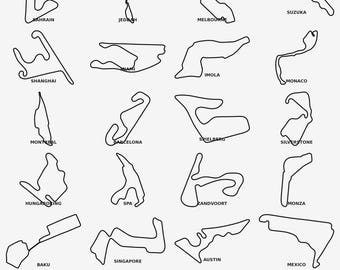 Grand-Prix-Cirup SVG-Bundle | 24 Motorsport Track Layouts für Cricut, Laser Cut, Vinyl | Vektor-Rennkartendateien | Digitaler Download