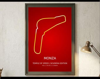 Monza Track Map | Rosso & Gold Italienische Rennstrecke Kunst (Digitaler Download)