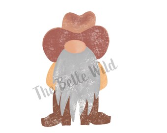 Cowboy Gnome Western SVG PNG PDF Rustic Clipart Digital Download Printable Personalization Wild West Cowboy Theme Sublimation Design