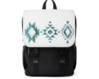 Black & Turquoise Aztec Casual Shoulder Backpack