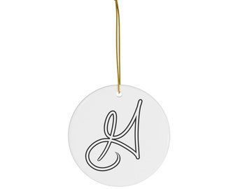 Customizable Personalized  Hand-drawn Initial Christmas ornament for first or last name