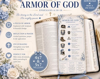 Approfondimento biblico sull'Armatura di Dio / Efesini 6:10-18 / Materiale stampabile cristiano