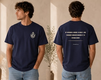 Wisdom Built Tee | Christian Comfort Colors 1717 Shirt | Minimalist Faith-Based Graphic Tee | Proverbs 24:3 Scripture Shirt | Christian Gift