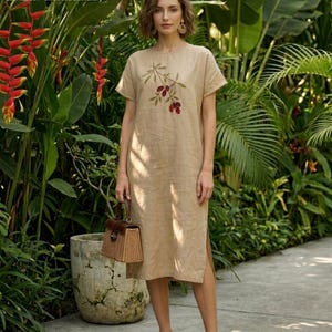 etsy embroidered dress Embroidered Linen Dress