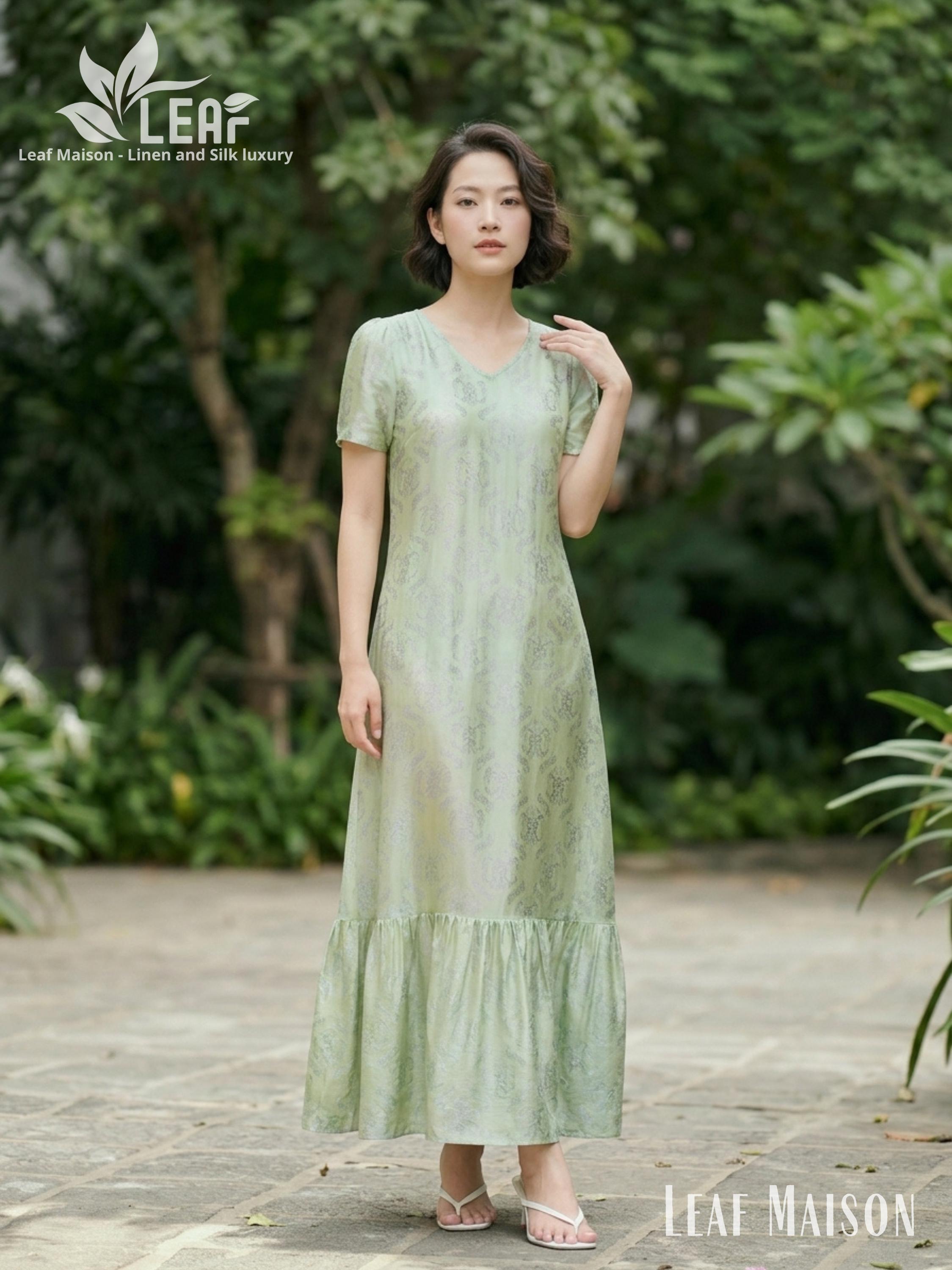 silk maison green dress Silk Maxi Dress, Mulberry Silk Dress, Minimalist Silk Dress, Pastel Green  Dress, Elegant Summer Dress,handmade Silk Clothing