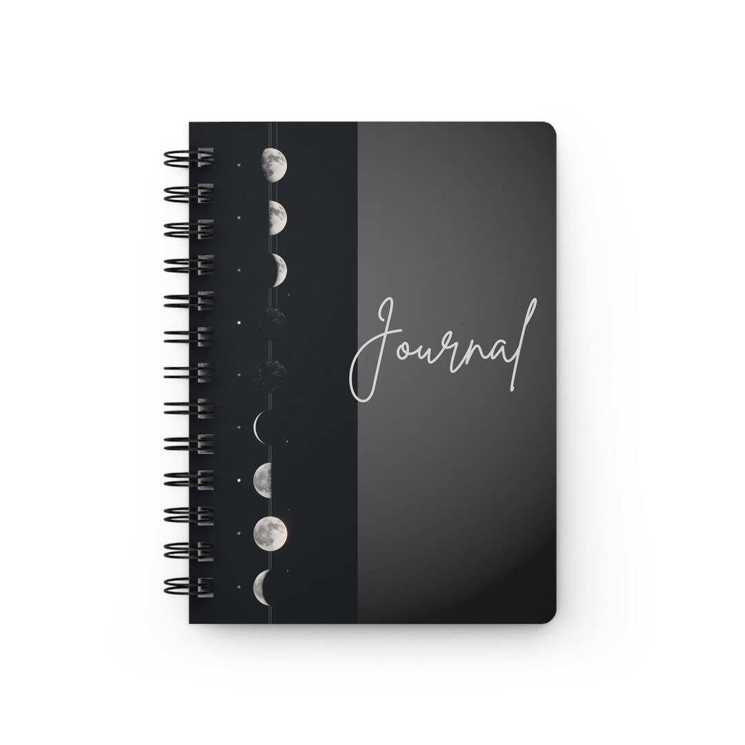 Moon Phases Spiral Bound Journal | Celestial Night Sky Notebook - Etsy