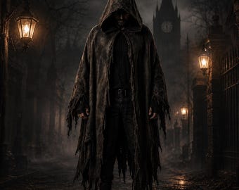 Capa con capucha de lona para Halloween, capa de disfraz gótico, túnica de fantasía medieval, disfraz para LARP