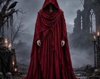 Capa con capucha de lona para Halloween, capa de disfraz gótico, túnica de fantasía medieval, disfraz para LARP