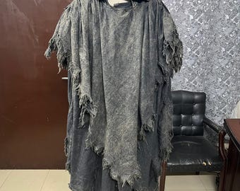 Capa gótica de lona con capucha para hombre, disfraz de fantasía medieval, cosplay de la Parca.