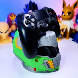 Doom Slayer Helmet Controller Stand 3D Printed Gaming Holder Inspired by Doom The Dark Ages