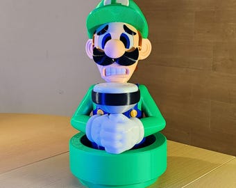 Scared Luigi Lamp, 3D Printed Gamer Room Decor
