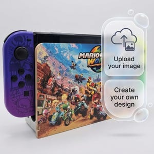 Cover per dock Nintendo Switch 2 con foto personalizzata, cover per OLED Switch e dock 2, carica la tua immagine, design Mario Kart disponibile