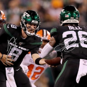 Aaron Rodgers & Breece Hall Autographed New York Jets Photo