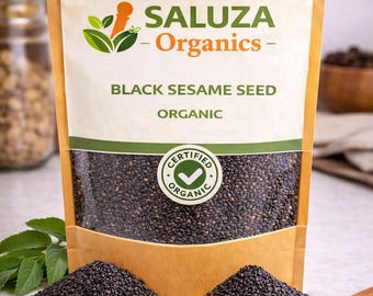 Semillas de sésamo negro orgánicas, ingrediente alimenticio natural integral, sabor intenso.