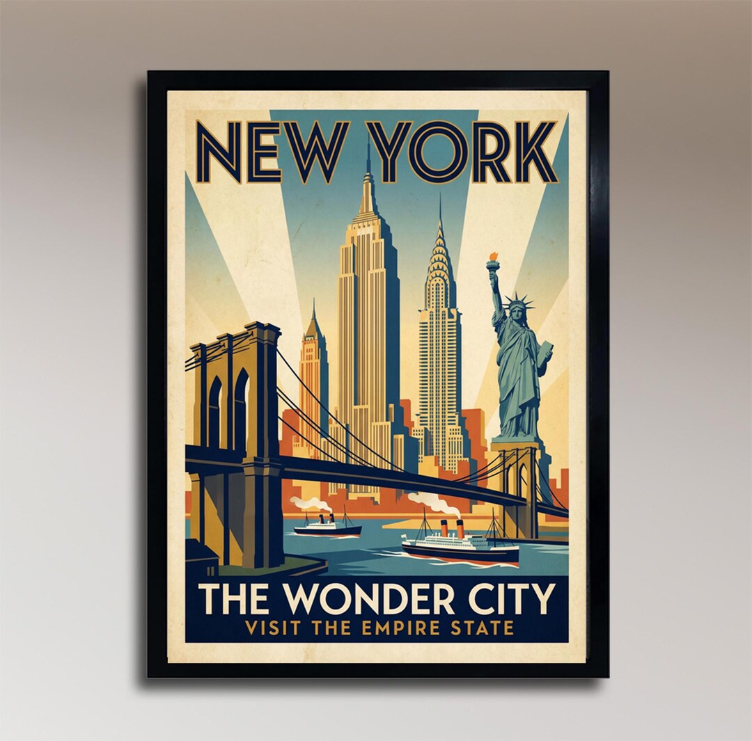 New York City – Vintage Travel Poster - Etsy