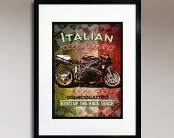 Póster artístico A3 de la Ducati 916 Desmoquattro