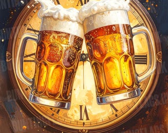 Póster A3 de brindis de pub vintage "Debe ser la hora de la cerveza"