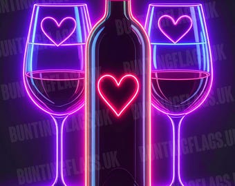 Hora de un vino – Póster A3 de neón eléctrico