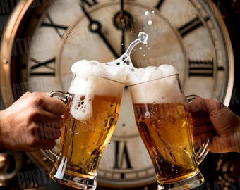 Póster A3 estilo steampunk "Es hora de una cerveza"
